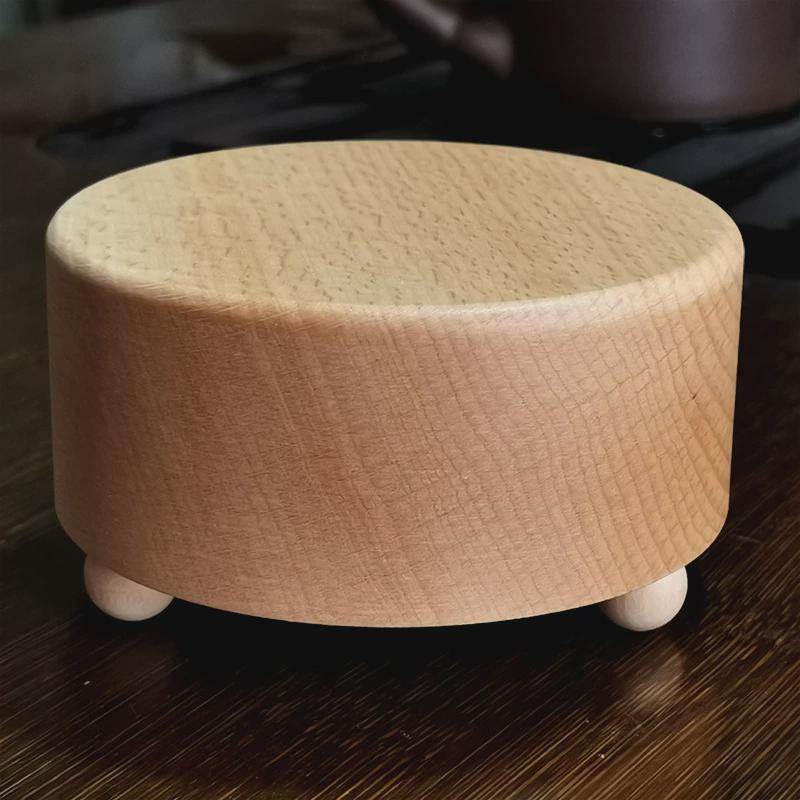 榉木整体旋转音乐盒直径105mm底座