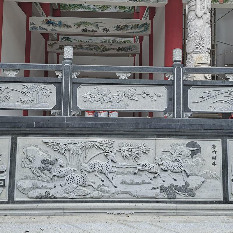 惠安石雕厂家供应天然石栏杆浮雕石青石栏杆护栏围栏花岗岩装饰