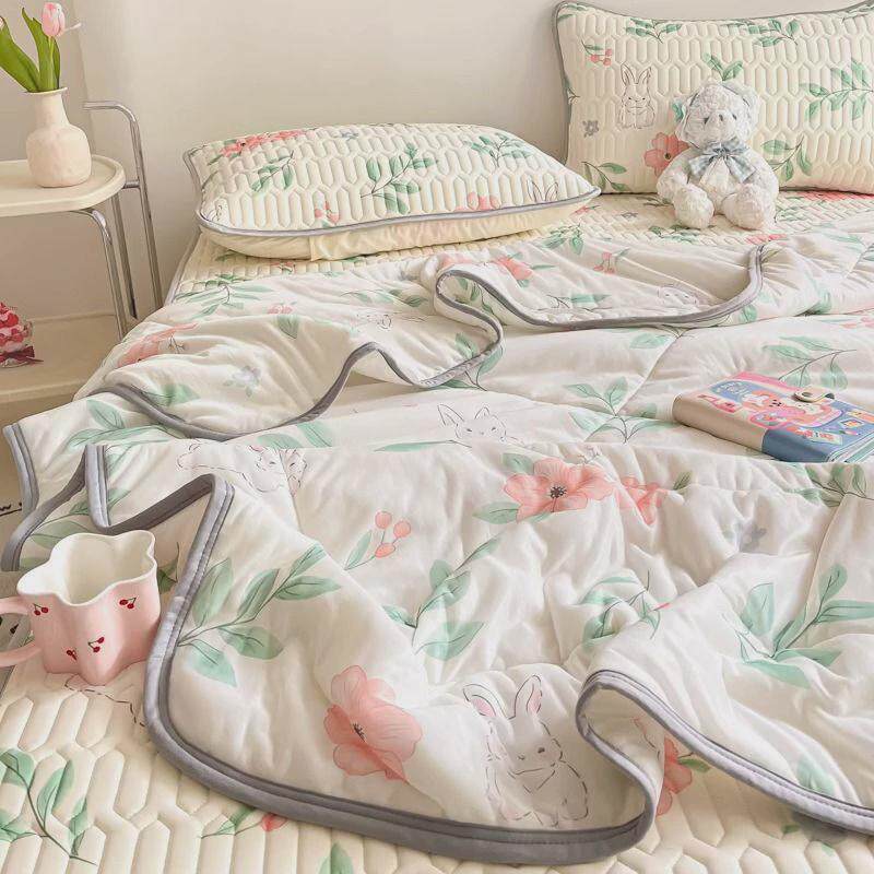 夏季乳胶冰丝凉席四件套夏凉被可水洗夏天学生宿舍单人空调软席子