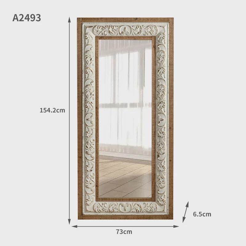 白色欧式穿衣镜子做旧大落地镜服装店全身镜试衣镜挂墙镜复古镜子