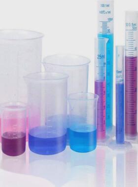 塑料烧杯实验量筒无柄量杯双面刻度杯蓝色刻度量杯9支装