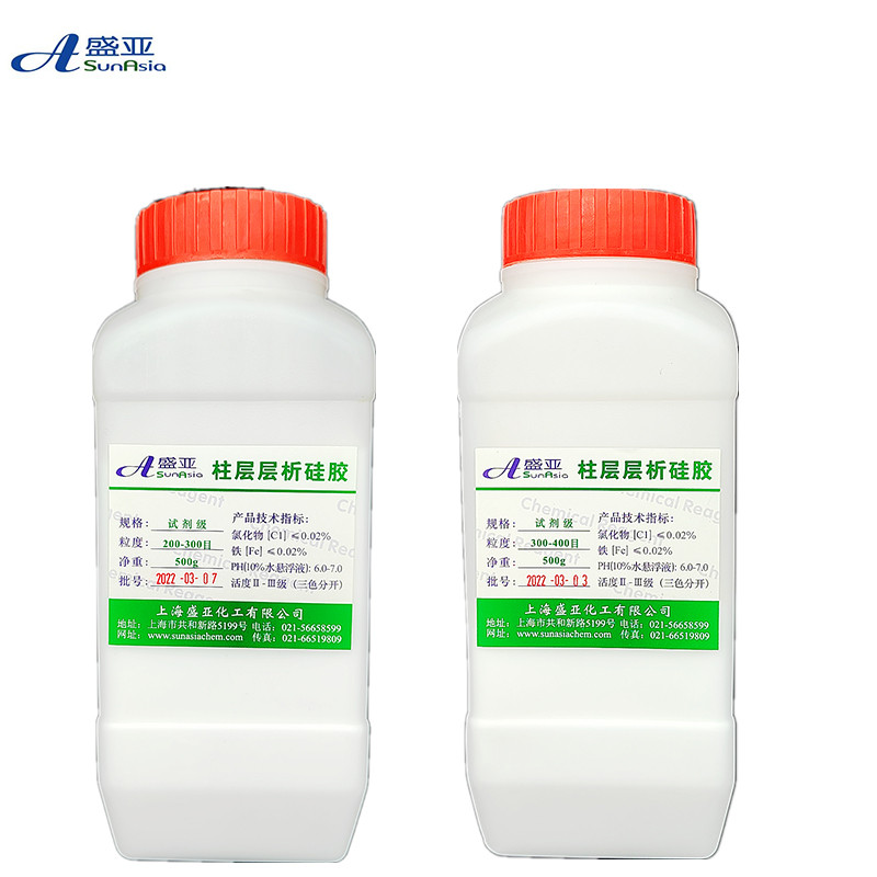 试剂级AR柱层层析碱性硅胶上海盛亚200-300目瓶装弱碱性Ph：8-9