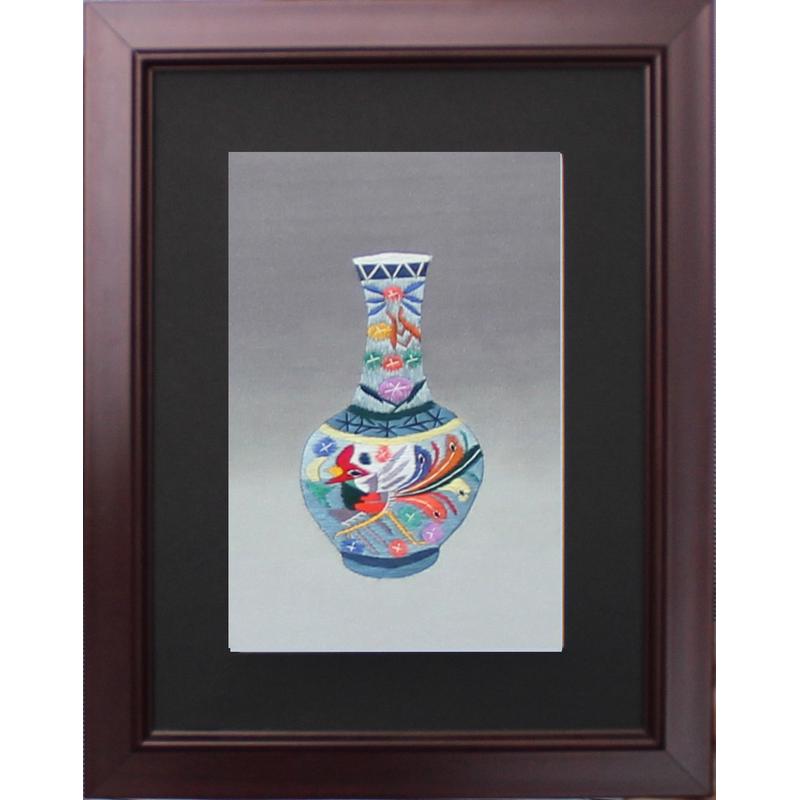 厂家生产苏绣成品客厅书房手工刺绣苏州走廊装饰画家居挂画花瓶图片