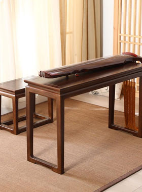 z苎1实木古琴新共鸣琴桌老榆木书法桌子国学桌茶艺桌桌凳套装琴桌