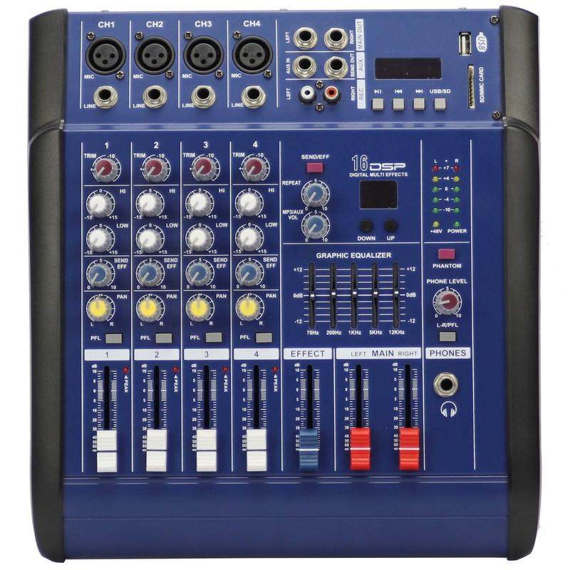 热销402d二合一道四通350w带功放专业乐器混音器dj户外调音