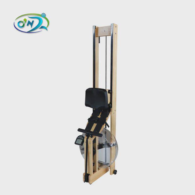 厂家直销木质水阻划船机室内有氧私教小型健身器材商用折叠划船器