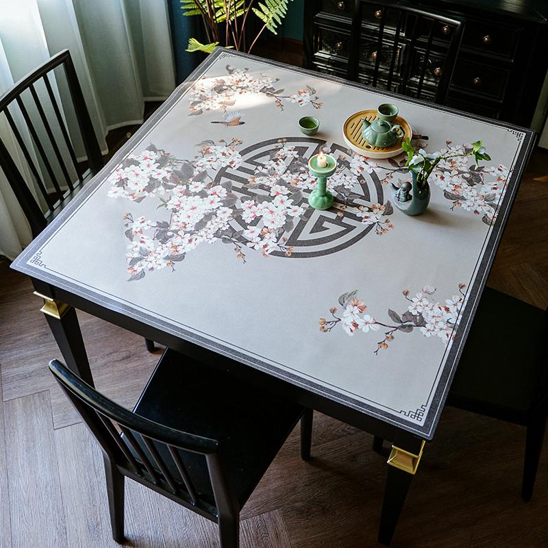 新中式正方形桌垫四方茶几垫小方免洗大防水防油桌垫八仙桌餐桌布