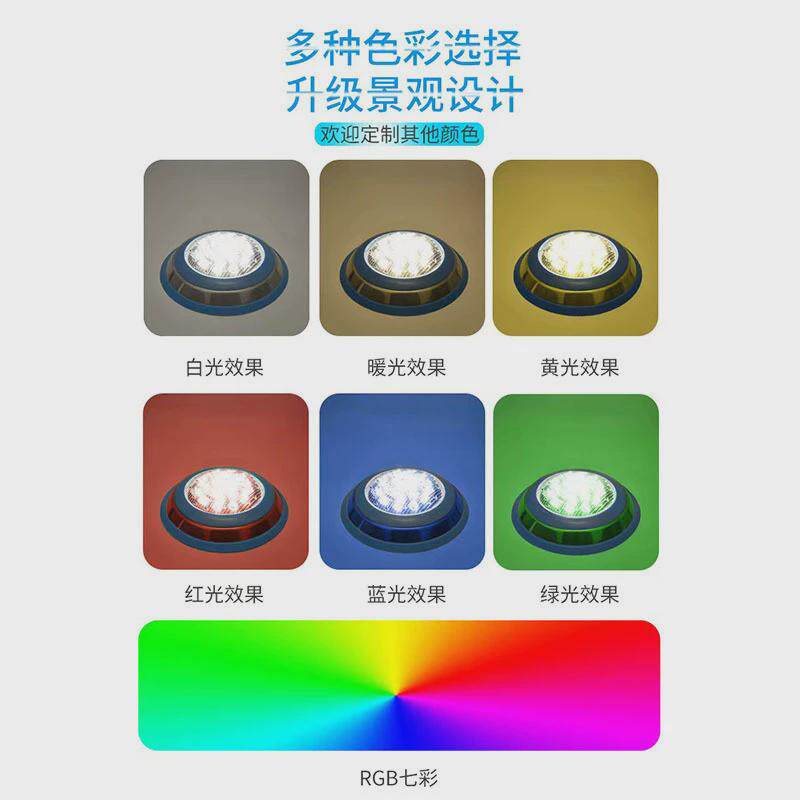 水池led泳池灯户外防水七彩rgb圆形潜水灯无线遥控水下彩色嵌入式