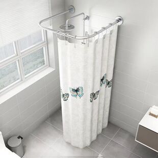 u型浴帘杆免打孔弧形浴帘u澡防水帘全封闭卫生间浴帘