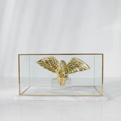 框轻奢黄铜玻璃防尘罩子透明摆件展示简约玄关大理石装饰品
