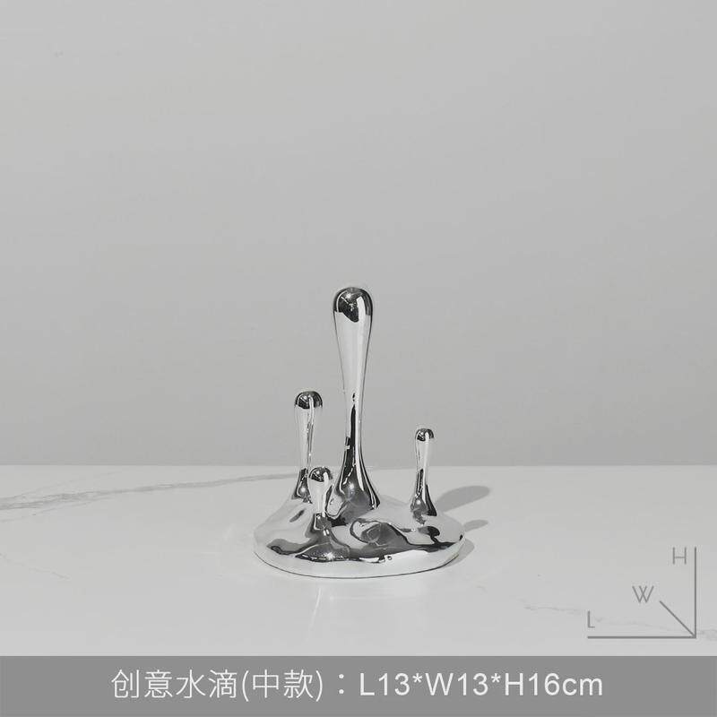 现代简约轻奢创意水滴摆件样板房间售楼处客厅电视柜家居软装饰品