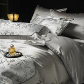 24新品 120支澳棉四件套高精密亲刺绣拼接枕套全棉柔软被套肤床品.