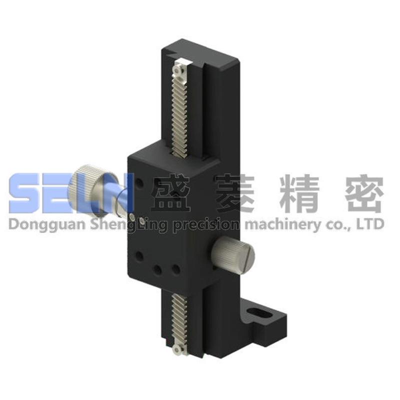 燕尾槽Z轴LWZ25-L100手动位移平台齿条齿轮式对位滑台ZLWG100
