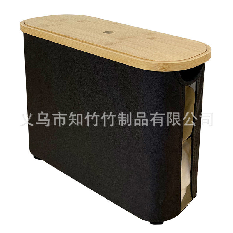 跨境新款卫生纸篮储存楠竹布艺卷纸收纳篮卫生卷纸收纳筐可折叠