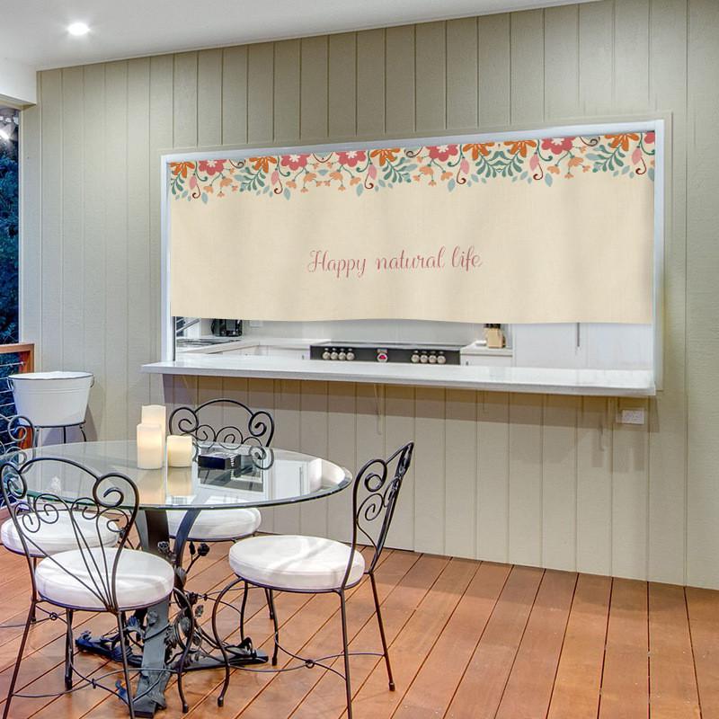 v3fp植物布帘布艺门帘厨房半帘柜子遮挡帘装饰挂帘卫生间半截帘子