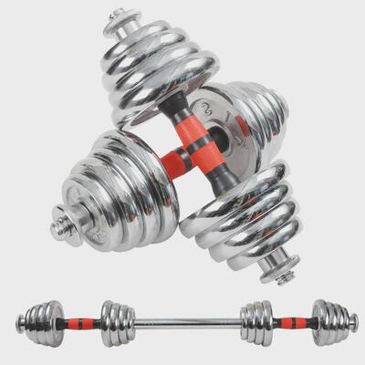 电镀哑铃杠铃套装可调节健身增肌男士女士家用套装可拆卸哑铃一对