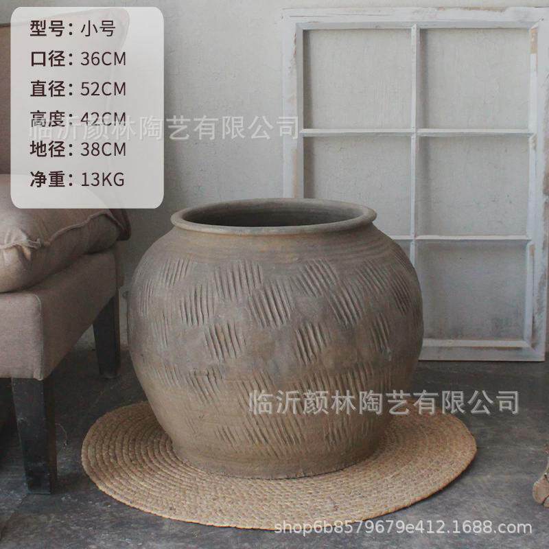 土陶花坛陶土坛坛子胖花盆粗陶瓦缸泥罐土罐复古大陶罐大缸种树盆