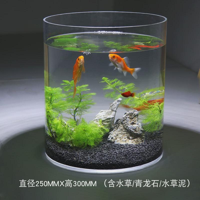 创意亚克力鱼缸金鱼缸客厅小型办公室圆桶圆柱形圆形乌龟缸家用缸