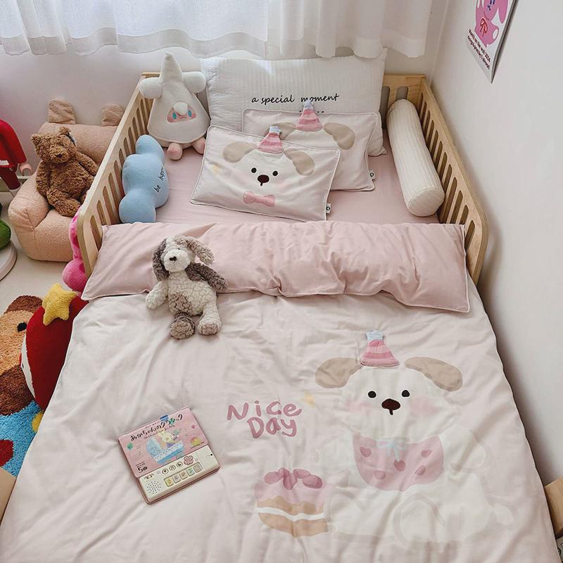 ins北欧卡通全棉100支长绒棉三四磨毛轻件套宝宝幼儿单人被套单件