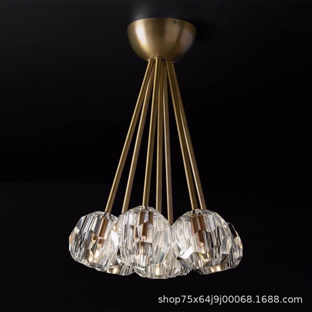 rh美式创意复古卧室餐厅衣帽间灯现代简约别墅设计师客厅水晶吊灯