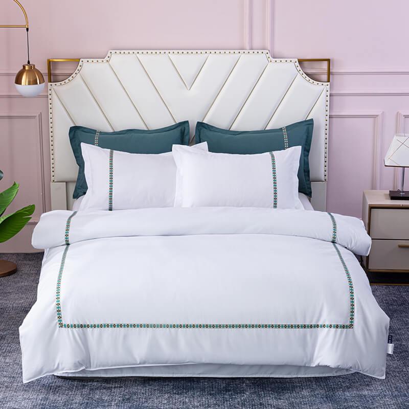 qd4d宾馆酒店床上用品四件套五星级纯白色房专用布草加厚民宿床单