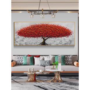 纯手绘非机喷客厅大芬油画村摇钱树装饰画卧室客厅挂画高级感壁画