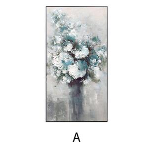 北欧风玄关装饰画入户走廊壁画轻奢玄幻手绘油画花卉清新挂画竖版