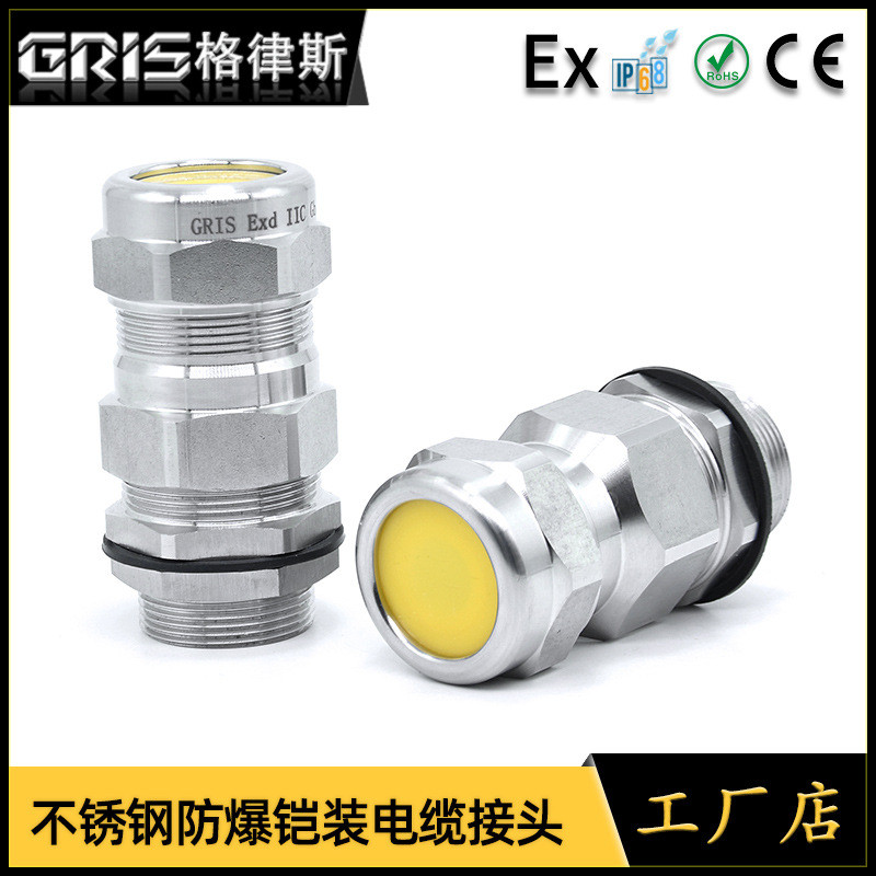 公制螺纹M20-M63不锈钢304铠装电缆接头防水防爆铠装单双密封格兰
