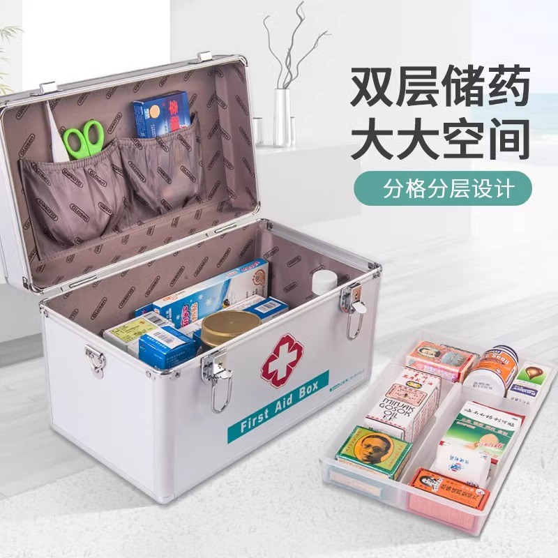 医药箱家用大箱金属多层收纳箱宿舍大容量出诊小号医疗箱药箱新品