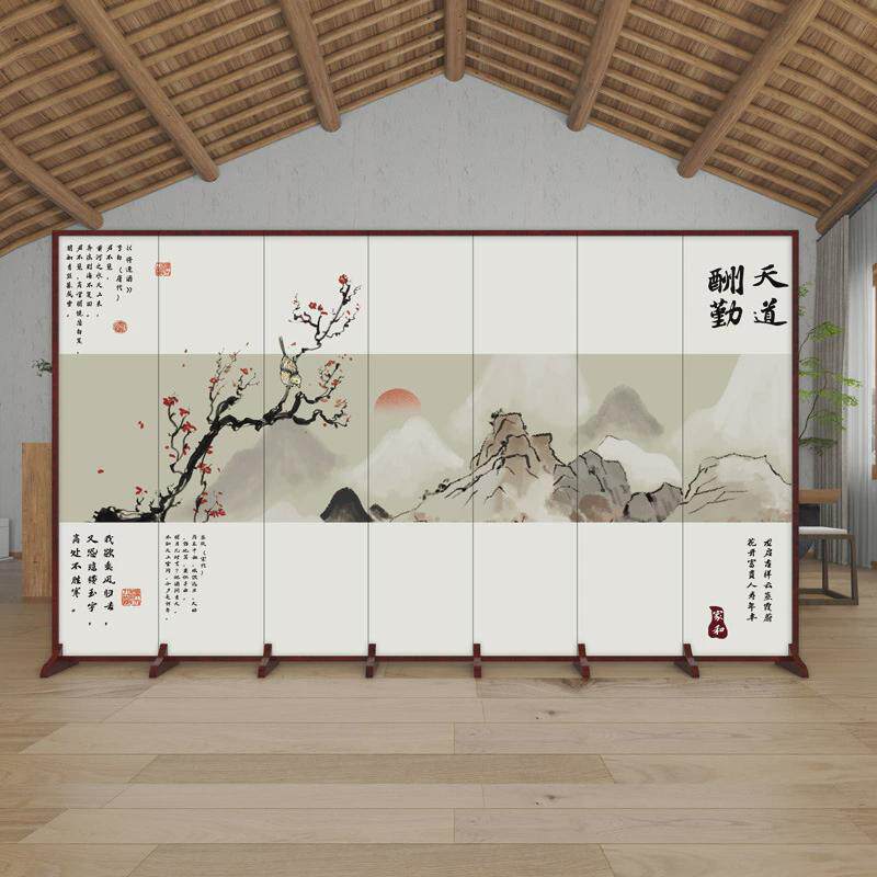 屏风隔断墙遮挡中式进门入户养生会所客厅干湿分离折叠可移动玄关