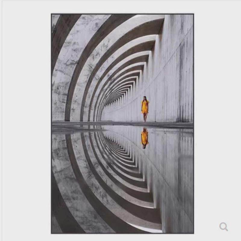 客厅玄关装饰画现代白灰黑轻奢空间建筑艺术人物背景墙壁竖版挂画