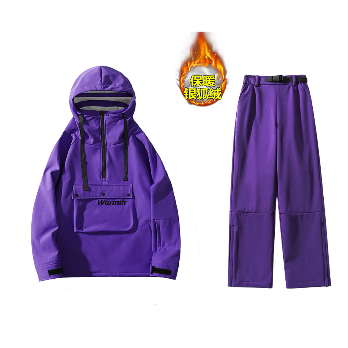 潮款平替款冬防风防水滑雪服套装滑雪袋男女加绒加厚大口衣裤