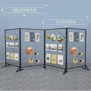 幼儿园作品展示架网格铁艺移动展示架美术展示收纳摆折叠展示架厂