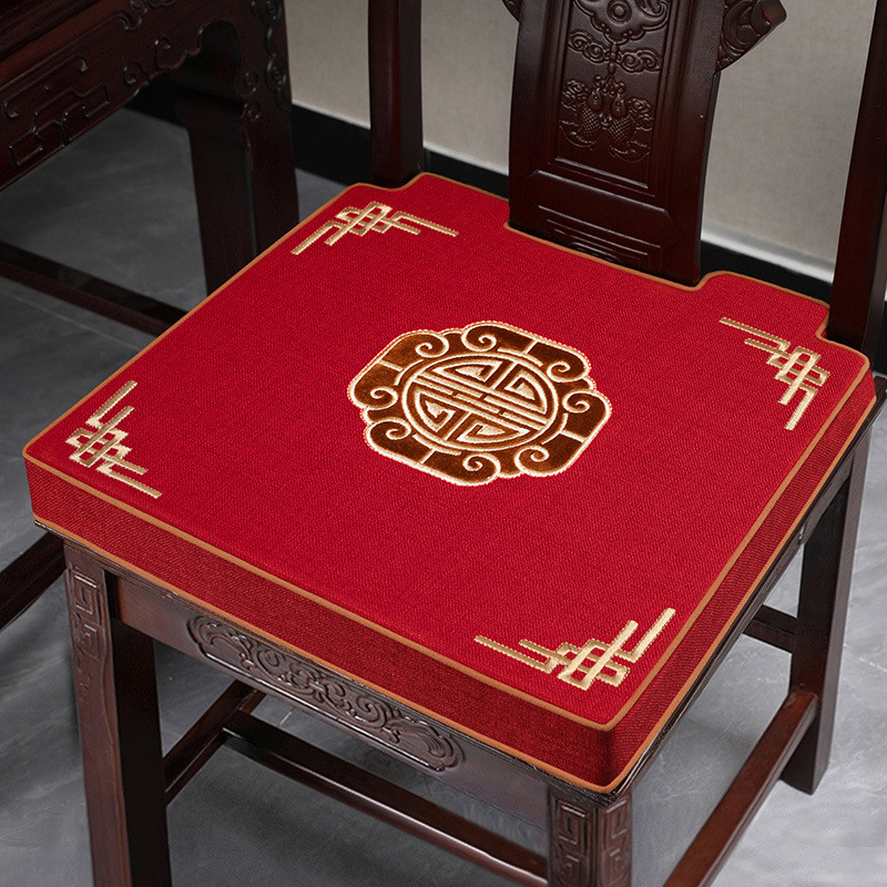 中式椅垫椅子坐垫高档实木圈椅带卡口挖角红木餐桌茶桌椅座垫圈椅