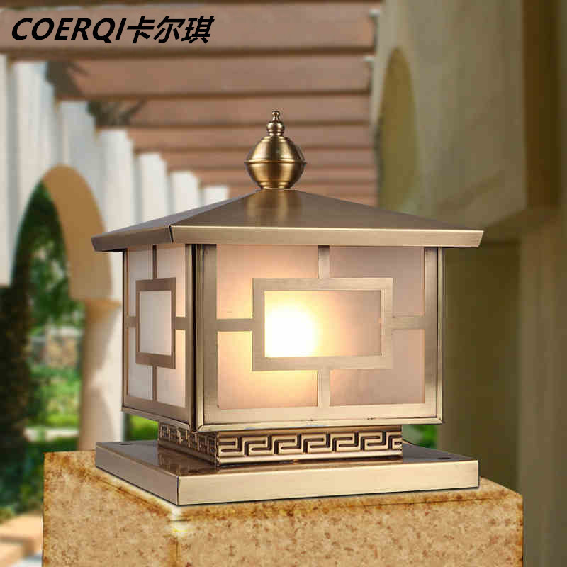 欧式柱头灯 全铜复古花园户外防水门柱围墙灯景观工程庭院灯