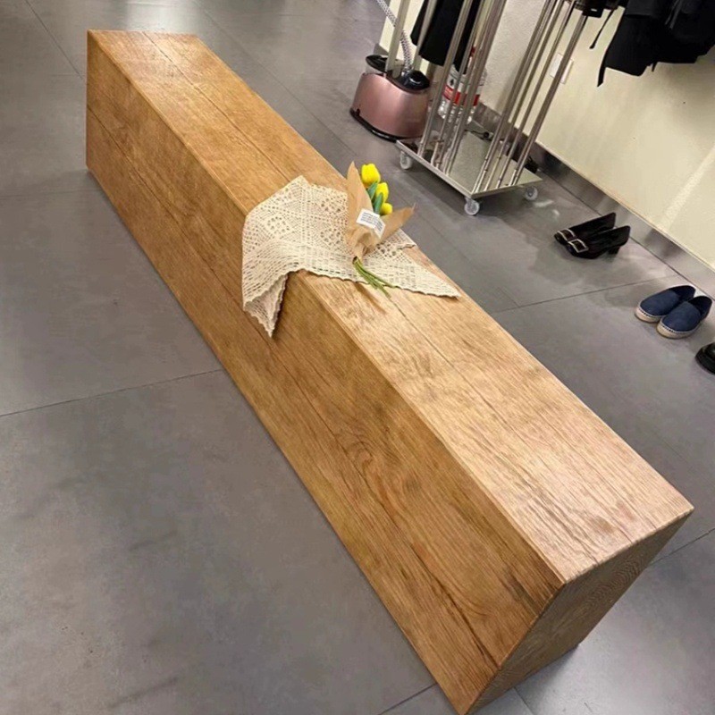 原木长凳实木休息凳创意电视柜复古木头墩子鞋店服装店换鞋凳展厅