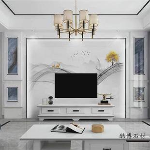 岩边框电视背景墙大板客厅轻奢大理石材罗马柱板现代简约2022新款