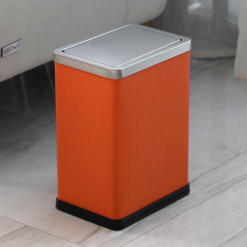 不锈钢摇盖式垃圾桶轻奢家用客厅厕所卫生间夹缝翻盖新升级号筒大