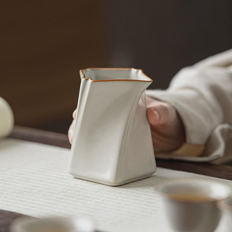 中式复古汝窑公道杯汝瓷茶海开片冰裂纹匀杯分茶器陶瓷茶道零配件