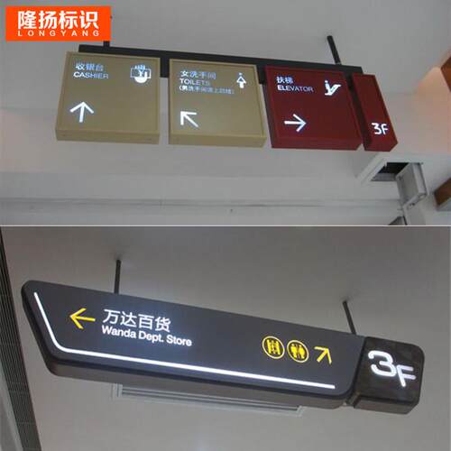 商场吊牌双面LED镂空发光灯箱收银台灯箱洗手间牌烤漆指示索引牌