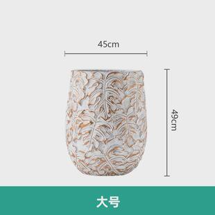 创意北欧浮雕圆形水泥花盆绿植盆栽花器龟背竹阳台绿萝客厅大花盆