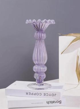 欧式轻奢创意玻璃烛台高档玻璃花瓶客厅餐桌家居插花工艺品摆件
