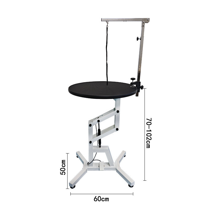 宠物美容桌洗澡吹剪毛美容圆桌气压升降旋转猫狗美容圆桌吊杆支架