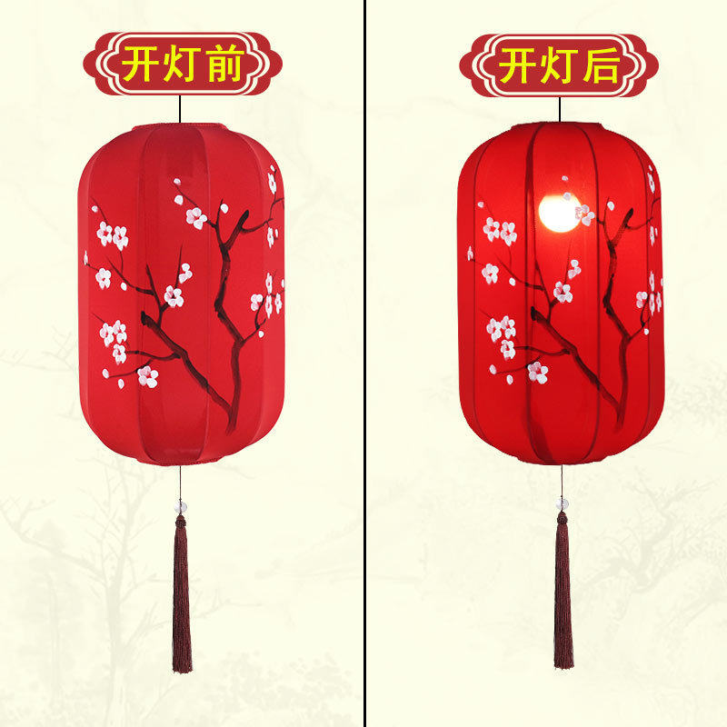 中式布艺手绘冬瓜灯笼茶楼茶室餐厅火锅店过道走廊玄关灯笼灯仿古