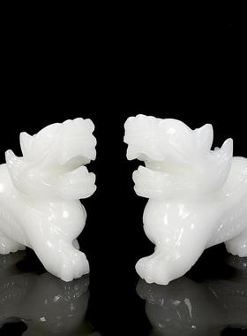 貔貅摆件玉石一对新中式客厅玄关酒柜店铺开业送礼办公室皮丘装饰