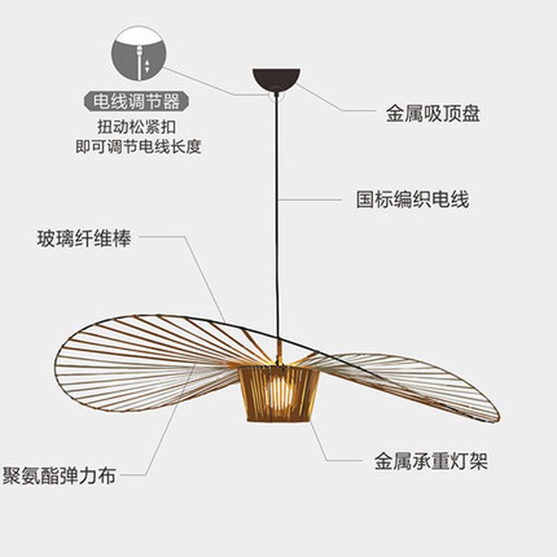 北欧楼梯餐厅草帽吊灯现代简约帽子设计师样板房客厅展厅装饰吊灯