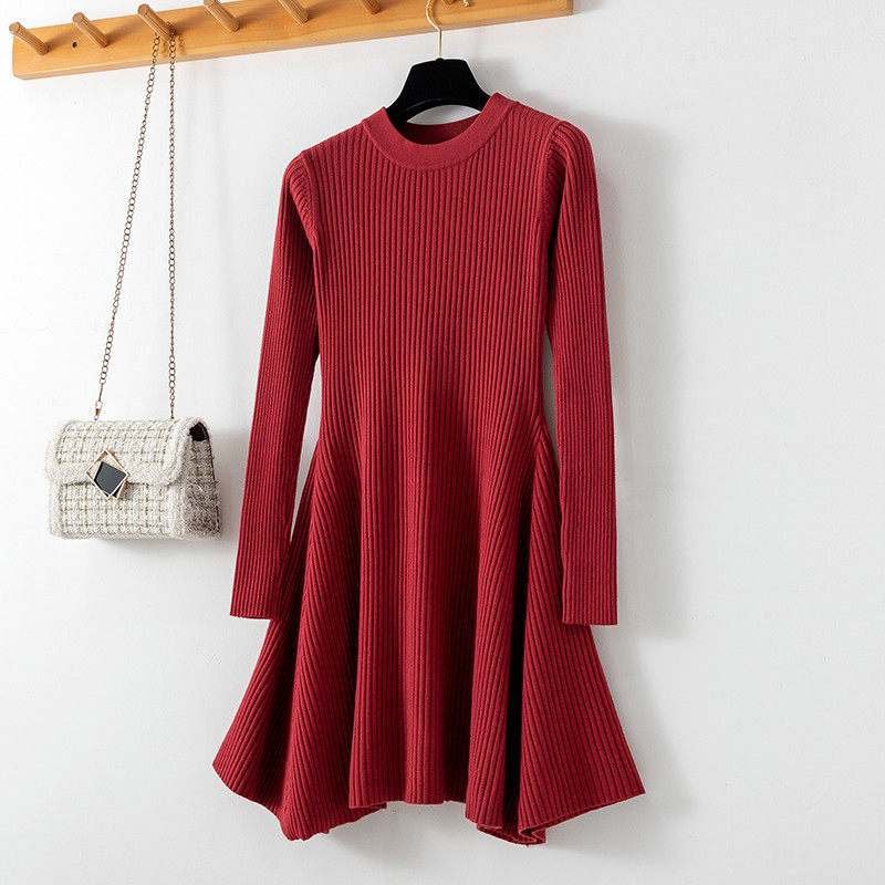小个子新年红色打底女秋冬百搭显瘦中长款a字内搭,女装/女士精品,连衣裙,淘宝优惠券,粉丝福利购,淘宝优惠卷