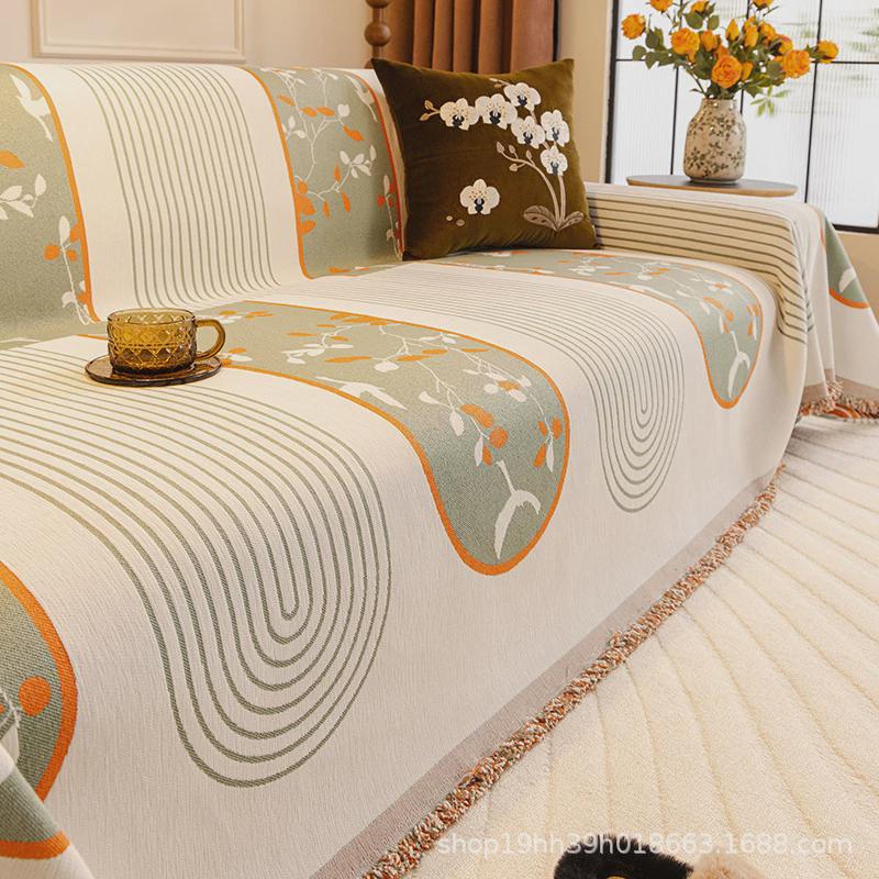 雪尼尔四季通用复古中全盖沙发盖布沙发巾一整张古风套罩垫沙发毯