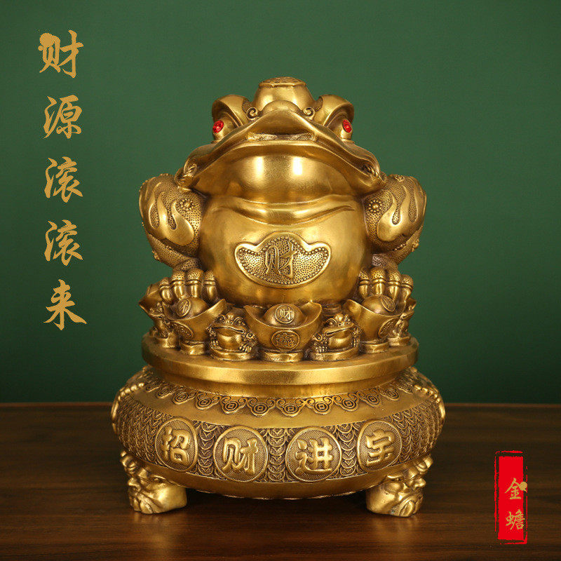 热销虎年摆件新品厂家批发招财金蟾聚宝盆财源滚滚家居客厅摆件装