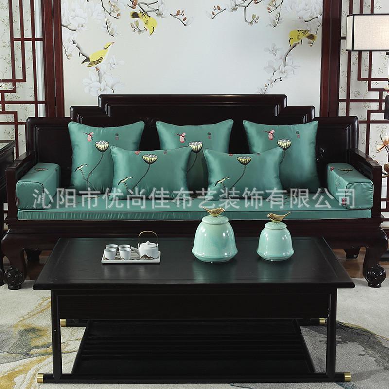 贡缎红木沙发坐垫加厚新中式提花布料防滑圈椅坐垫卡座坐垫